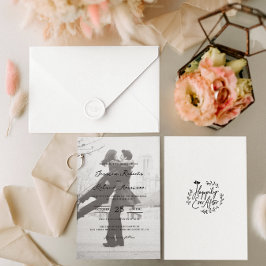 Imitate Vellum Foto glücklich je nach Hochzeit Einladung