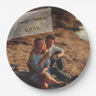 Imitate Vellum Foto Overlay Custom Wedding Pappteller