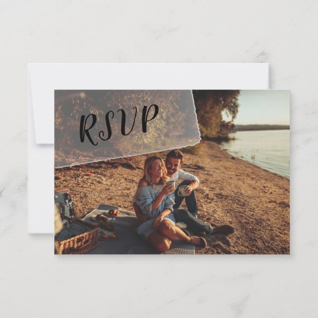 Imitate Vellum Foto Overlay Custom Wedding RSVP Karte (Rückseite)