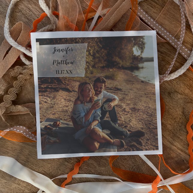 Imitate Vellum Foto Overlay Custom Wedding Serviette (Von Creator hochgeladen)