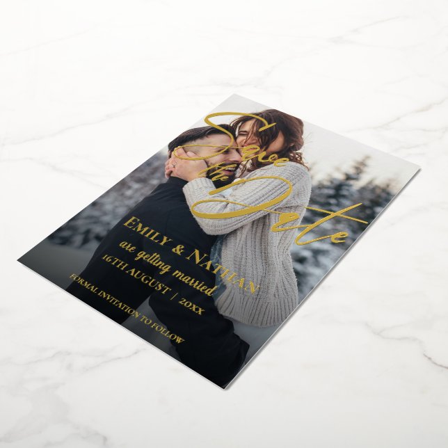 Imitate Vellum Multi-Foto Hochzeit speichern das D Folieneinladung (Gedreht)