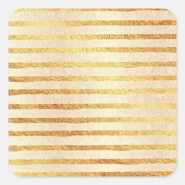 Imitate verdecken goldene Streifen Hintergrund Str Quadratischer Aufkleber (Vorderseite)
