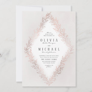 Imitate vergoldete Rose Gold botanische Hochzeit Einladung