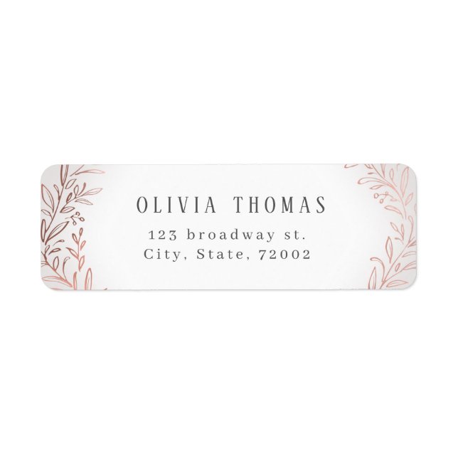 Imitate vergoldete Rose Gold botanische Rücksendea (Vorne)