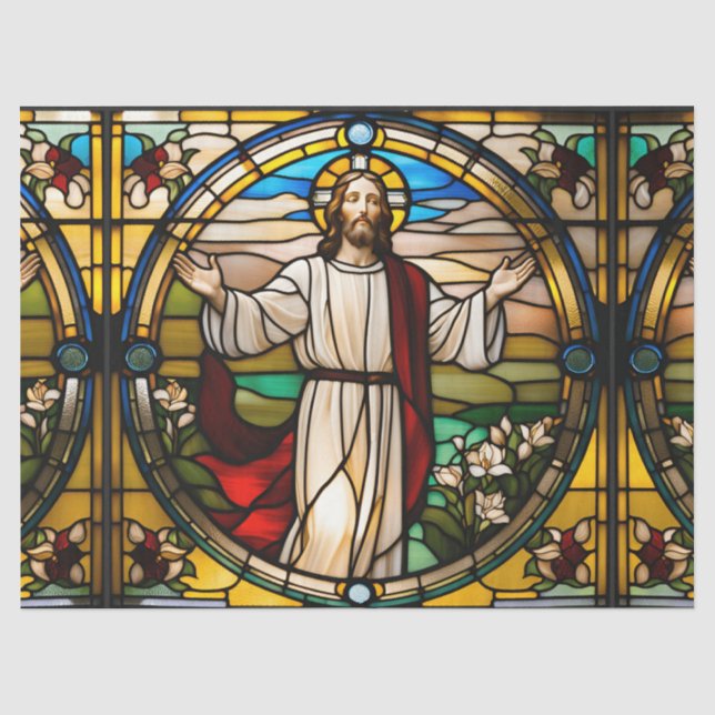 Imitate verklebten Jesus aus Glas mit Waffenaussch Seidenpapier (Vorderseite)