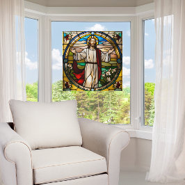 Imitate verklebter Glass Jesus mit ausgestreckten  Fensteraufkleber