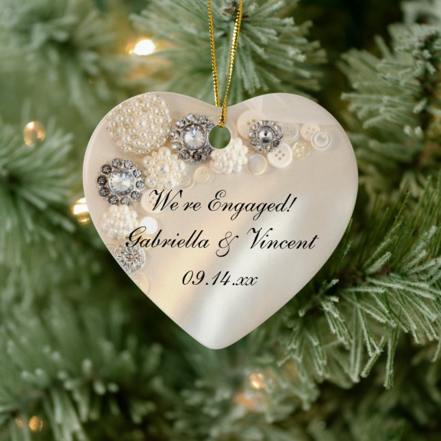 Imitate Verlobung Weißpearl und Diamanttasten Keramikornament (Baum)