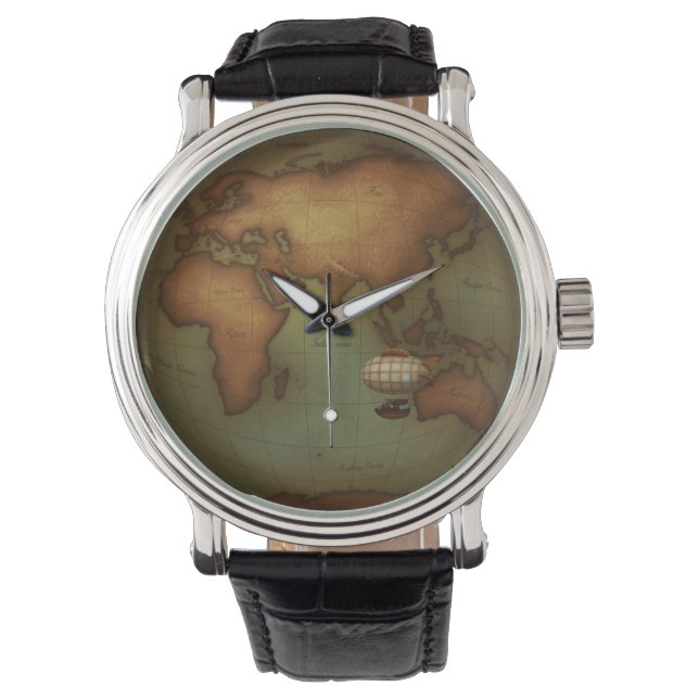 Imitate-Vintage Luftfahrtkarte der OId-Welt Armbanduhr (Vorderseite)
