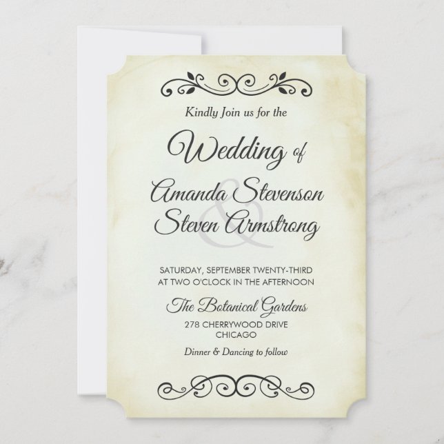Imitate Vintage Parchment Western Stilhochzeit Einladung (Vorderseite)