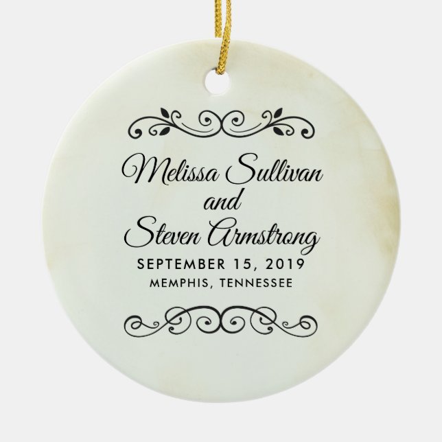 Imitate Vintage Parchment Western Stilhochzeit Keramik Ornament (Vorne)