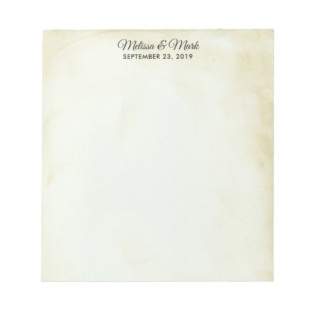 Imitate Vintage Parchment Western Stilhochzeit Notizblock (Vorderseite)