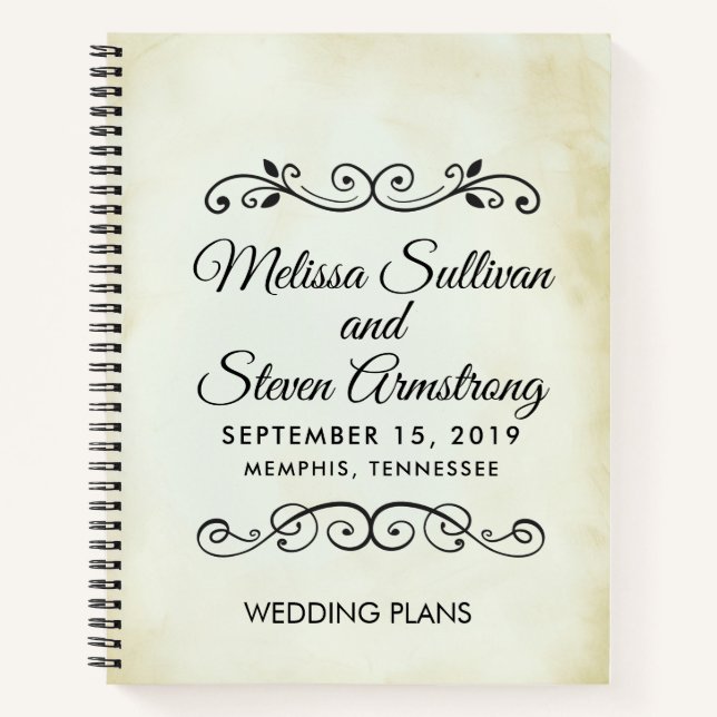 Imitate Vintage Parchment Western Stilhochzeit Notizbuch (Vorderseite)