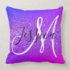 Imitate Violet Glitzer Miami Ombre Monogram Kissen