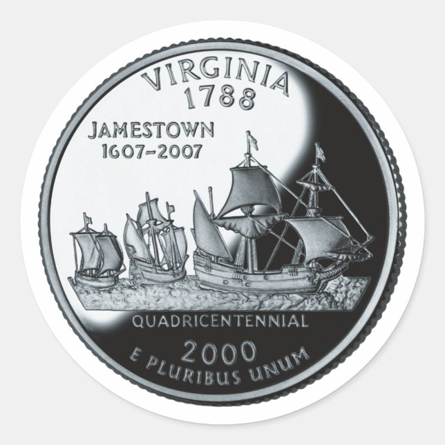 Imitate Virginia Staat Quarter Runder Aufkleber (Vorderseite)