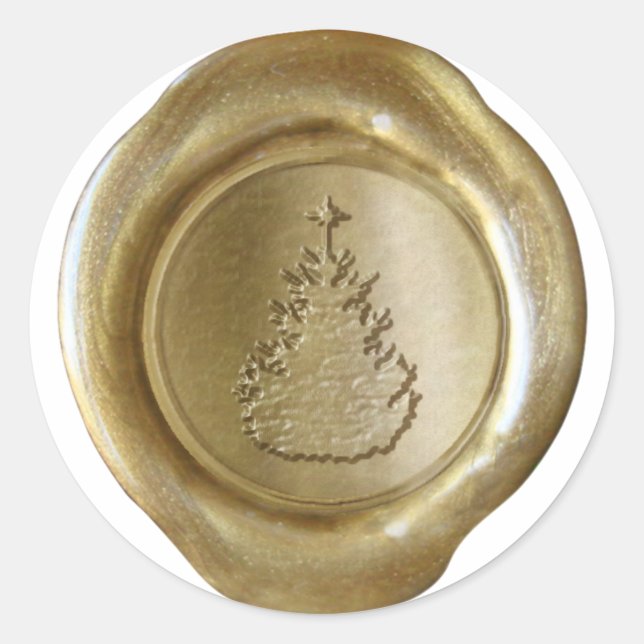 Imitate Wachs Siegel - Gold - CHRISTMAS BAUM Runder Aufkleber (Vorderseite)