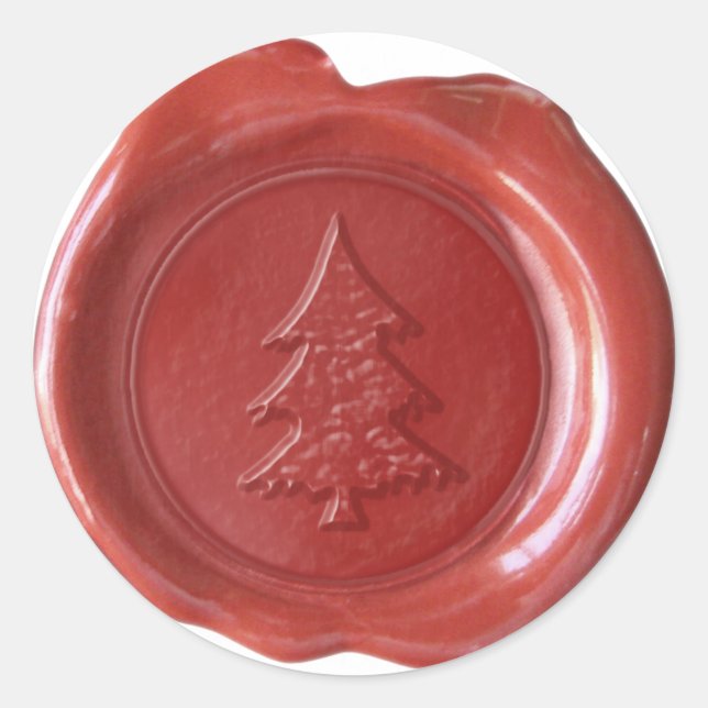 Imitate Wachs Siegel - Rot - CHRISTMAS TREM II Runder Aufkleber (Vorderseite)
