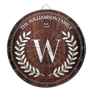 Imitate Walnuss Holzkörner Monogramm Personalisier Dartscheibe