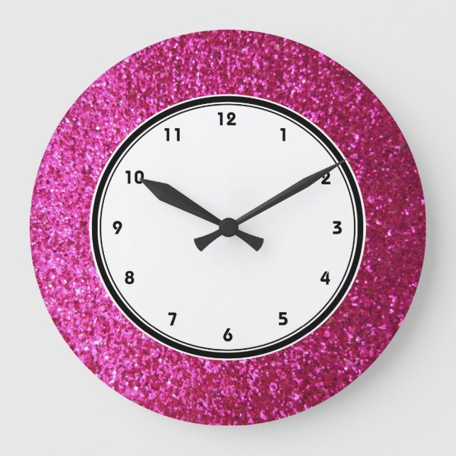 Imitate Wartepinke Glitzer Wanduhr (Vorderseite)