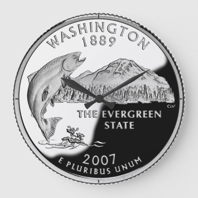 Imitate Washington Staat Quarter Große Wanduhr (Vorderseite)