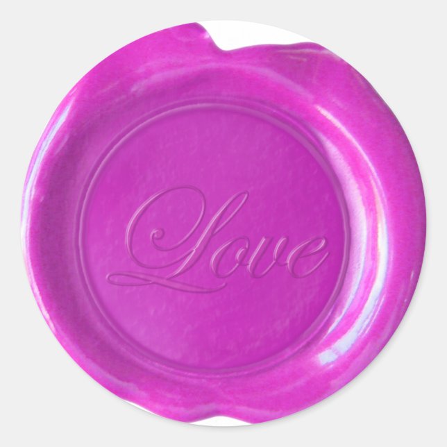 Imitate Wax Siegel - Magenta Script - Liebe Runder Aufkleber (Vorderseite)