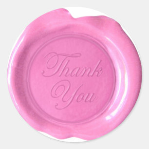 Imitate Wax Siegel - Pink Script - Danke Runder Aufkleber