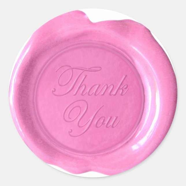 Imitate Wax Siegel - Pink Script - Danke Runder Aufkleber (Vorderseite)