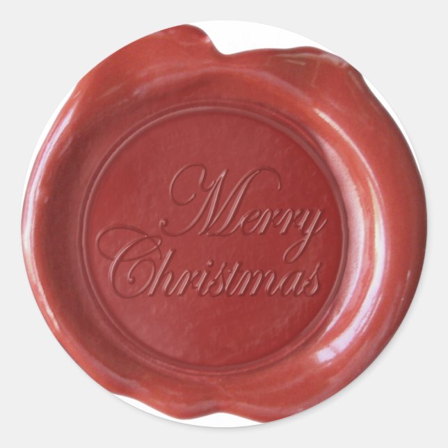 Imitate Wax Siegel - Red Script - Frohe Weihnachte Runder Aufkleber (Vorderseite)