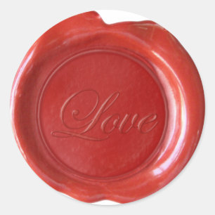 Imitate Wax Siegel - Rotes Script - Liebe Runder Aufkleber