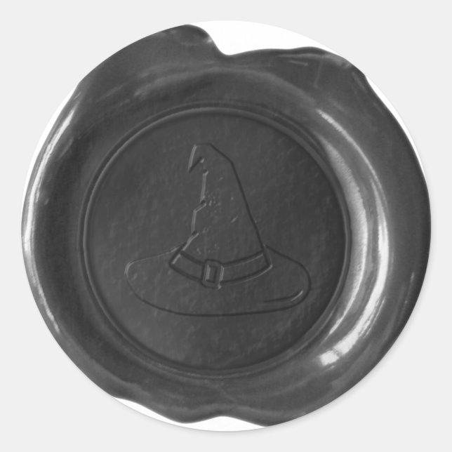 Imitate Wax Siegel - Schwarz - WITCH HAT Runder Aufkleber (Vorderseite)