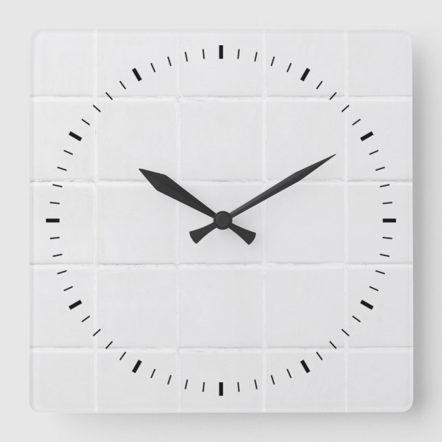 Imitate, weiße Keramiken Quadratische Wanduhr (Vorderseite)