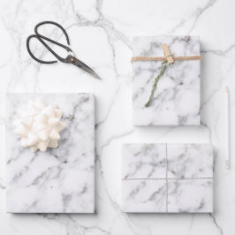 Imitate Weißes Marmor Textur Look-like Geschenkpapier Set