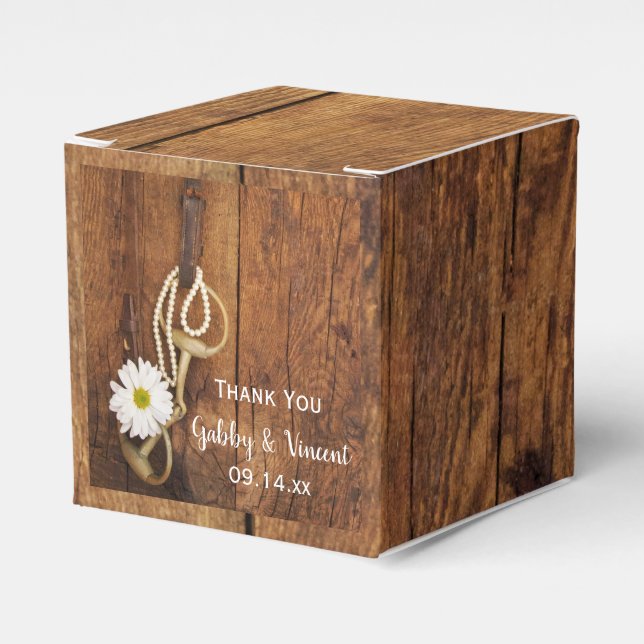 Imitate Western Barn Wood Daisy Pferde Hochzeit Geschenkschachtel (Vorderseite)