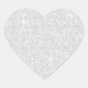 Imitate White Glitzer Confetti Herz-Aufkleber