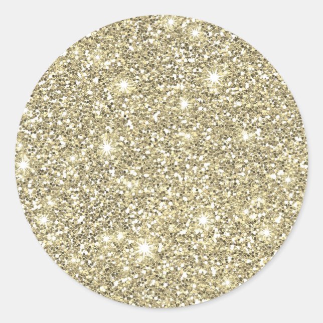 Imitate White Gold Glitzer Elegante Elegante Runder Aufkleber (Vorderseite)