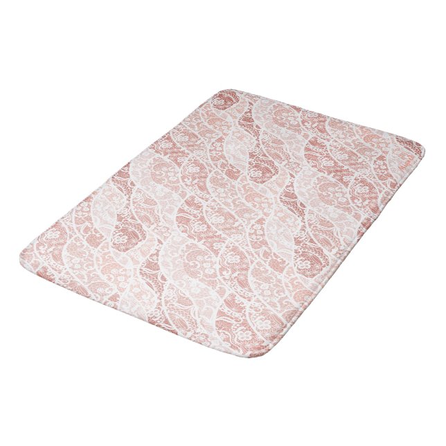 Imitate White Lace Fishnet Bath Mat Badematte (Schrägansicht)