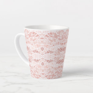 Imitate White Lace Fishnet Latte Tasse mit Blume