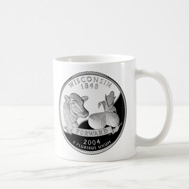 Imitate Wisconsin Staat Quarter Kuh Käse Mais Farm Kaffeetasse (Rechts)