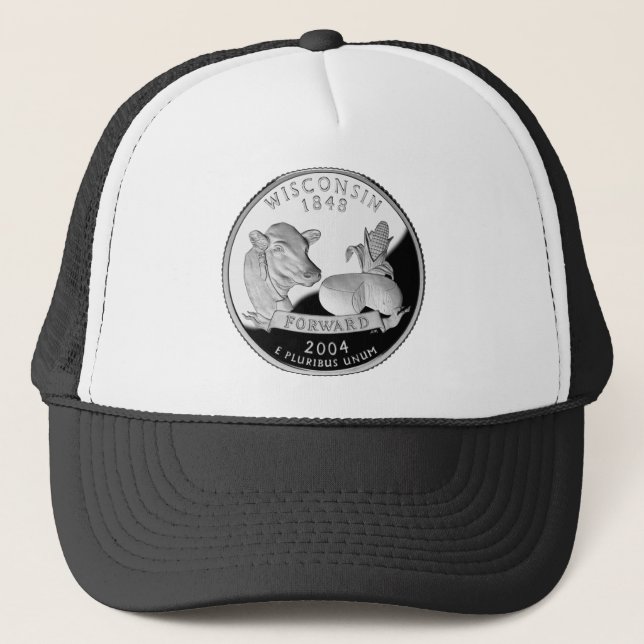 Imitate Wisconsin Staat Quarter Kuh Käse Mais Farm Truckerkappe (Vorderseite)