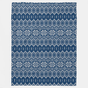 Imitate Wolle Knittern Muster blau Weiß Fleecedecke