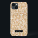 Imitate Wood | Blätter Muster für iPad Mini Fall iPhone 13 Hülle<br><div class="desc">Individuell anpassbare iPad Mini-Gehäuse mit weißem Blätter-Muster auf einem Imitat-Holzhintergrund. Andere Muster und verfügbar.</div>