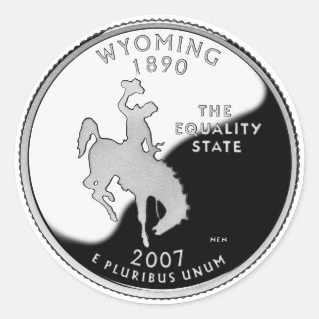 Imitate Wyoming Staat Quarter Runder Aufkleber (Vorderseite)