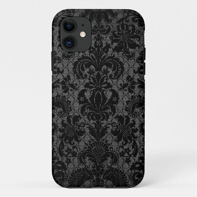 Imitate zeichnen schwarz-graues Damastmuster aus Case-Mate iPhone Hülle (Rückseite)