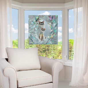 Imitate zerbrochenes Glas zwei Katzen raus Fensteraufkleber