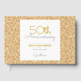 Imitate zum 50. Jubiläum Gold Glitzer Gästebuch