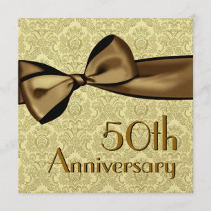 Imitate zum 50. Jubiläum Satin Bow Metallic Paper Einladung