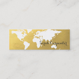 Imitatgold   der Weltkarte   elegant Mini Visitenkarte