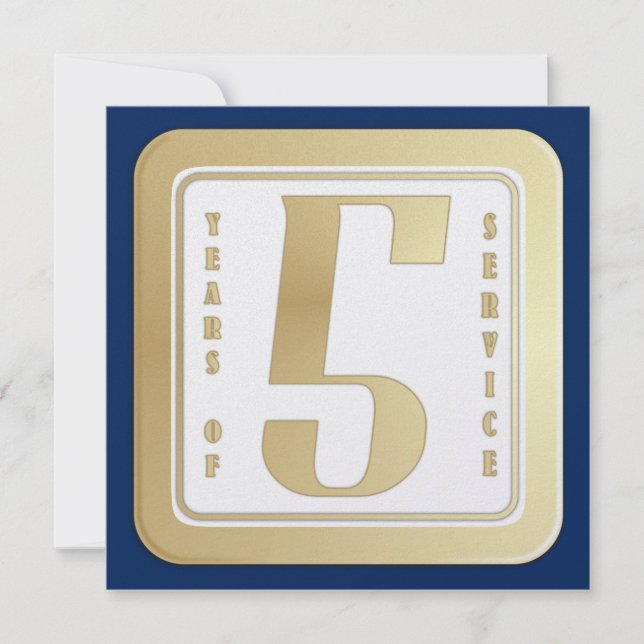 Imitatgoldangestellter 5 Jahre Service-Preis Dankeskarte (Vorderseite)