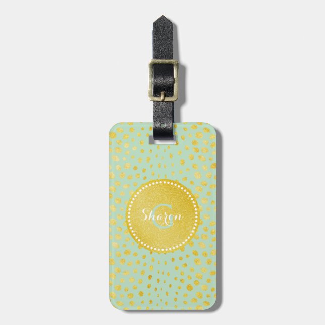 ImitatgoldGlitter Cheetah-Druckmonogramm des Chic Gepäckanhänger (Vorderseite vertikal)