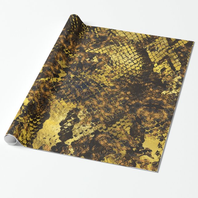 Imitatgoldschlangenhautbeschaffenheit auf dunklem geschenkpapier (Ungerollt)