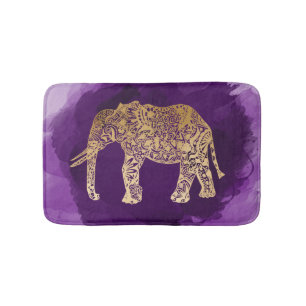 Imitatgoldstammes- Elefant lila Brushstroke Badematte